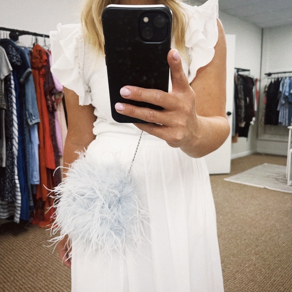 LOEFFLER RANDALL zahara feather clutch shoulder bag - lt. blue - Picture 6 of 6